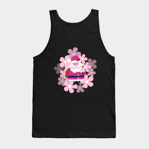 Retro vintage pink Santa Claus with vintage flower Tank Top by Yenz4289